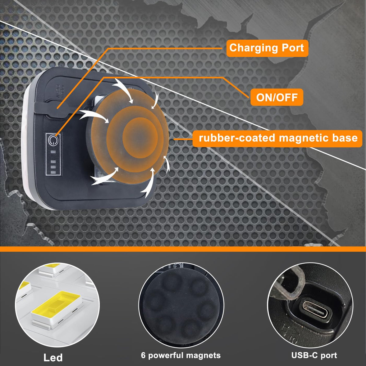 yuksood Wireless Trailer Light Kit - Magnetic, Rechargeable, Waterproof IP67 for Trucks, RVs, Boats - Red, Model zy-5023B