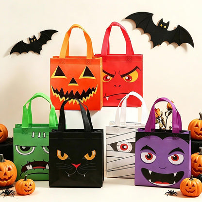 Zoonlinpp 24 Pcs Halloween Goodie Bags Cute Non-Woven Tote Goody Candy Gift Bag for Halloween Themed Trick or Treat Party