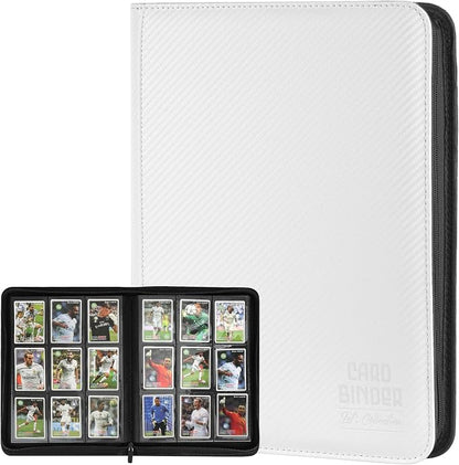 Trading Card Binder, Premium 9 Pocket Double Sided 540 Pocket PU Card Collection Binder, Collectible Trading Card Albums for MTG, TCG, Sport Card, Game Cards (White 1)