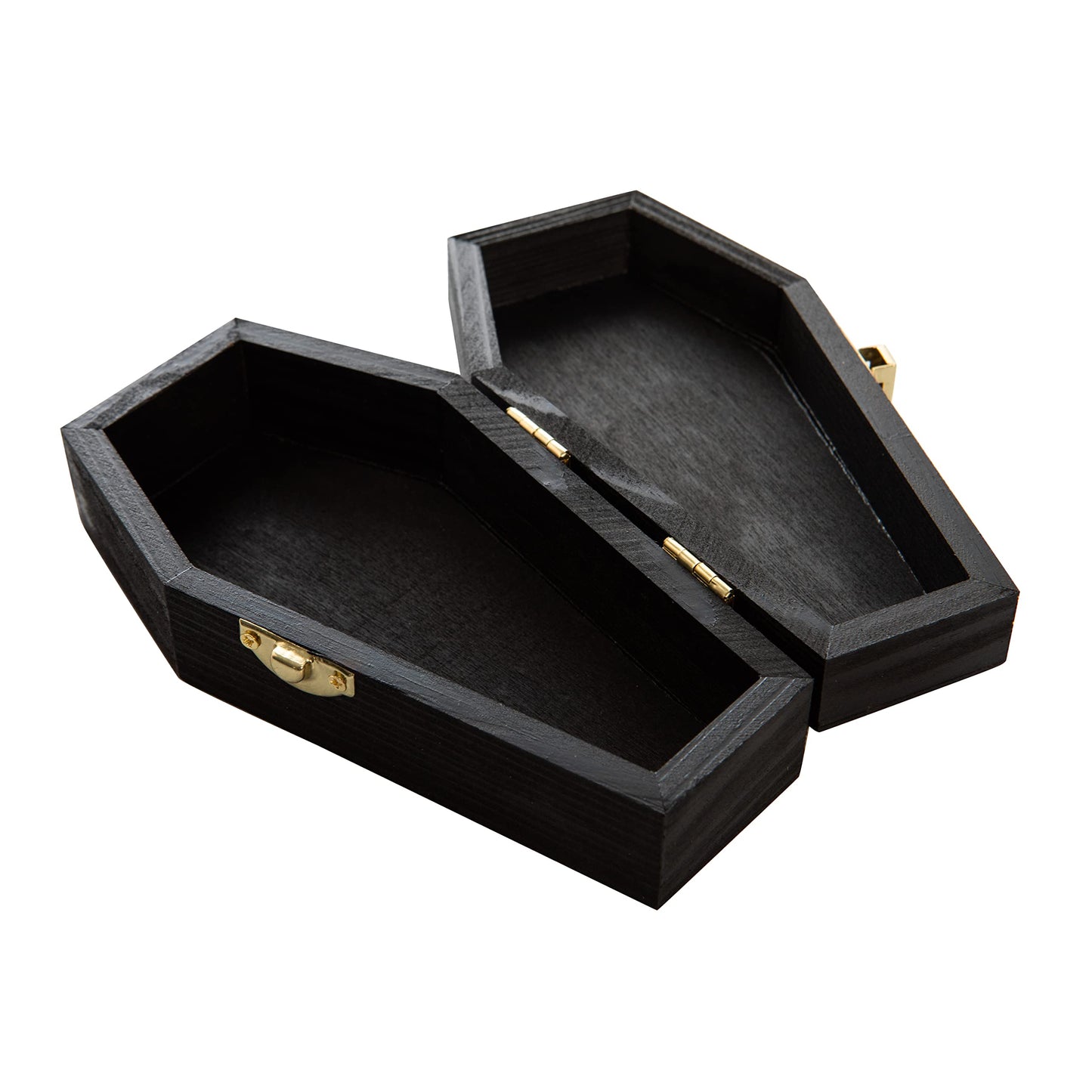 Creative Hobbies 6" Black Painted Wood Coffins - Fillable Mini Casket for Halloween Parties, Goth Decor, Small Pet Burials, Trinket Storage | 2 Pack