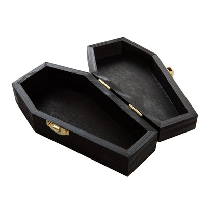 Creative Hobbies 6" Black Painted Wood Coffins - Fillable Mini Casket for Halloween Parties, Goth Decor, Small Pet Burials, Trinket Storage | 2 Pack