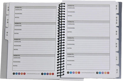 RE-FOCUS THE CREATIVE OFFICE, Password Keeper Small Mini Pink Camouflage with Alphabetical Tabs Spiral Binding Removable Sheets Journal Organizer Including Sections for Website, Address, Username, and