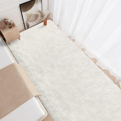 TENNOLA 3x10 Feet White Soft Shag Runner Rug for Bedroom Fuzzy Fluffy Rugs with Non-Slip Bottom for Hallway Bedside Living Room Dorm, Furry Area Rug for Nursery Playroom Indoor Home Decor