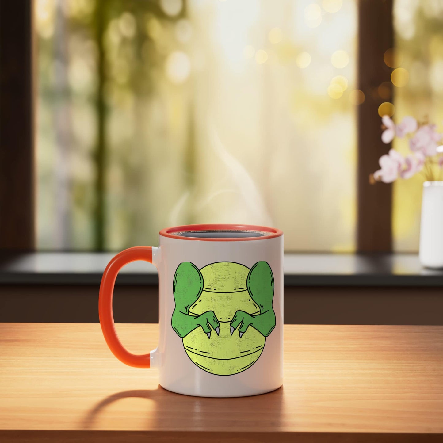 T-Rex Costume Halloween Ceramic Mug, Orange/White