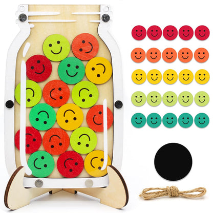 Magnetic Reward Jar for Kids, Classroom Reward System, Star Reward Jar, Incentive Good Behavior Responsibility Chart, Potty Training Rewards, Behavior jar for Boys Girls (Smile Face)
