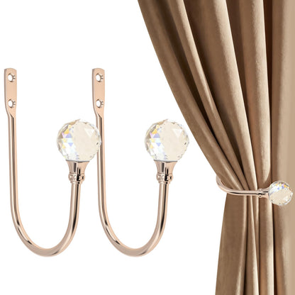 Curtain Holdback,2Pcs Wall Mounted Drapery Tiebacks with Clear Crystal Ball