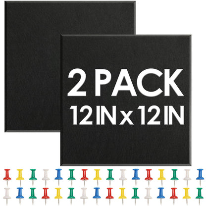 MAPVOLUT 2 Pcs Felt Boards - 24"x12" Reusable Cork Board Alternative for Wall with 30 Pins, 10 No-Trace Adhesive & Guide - Perfect for Office, Classroom, Home Decor, Bulletin Board, and Dartboard