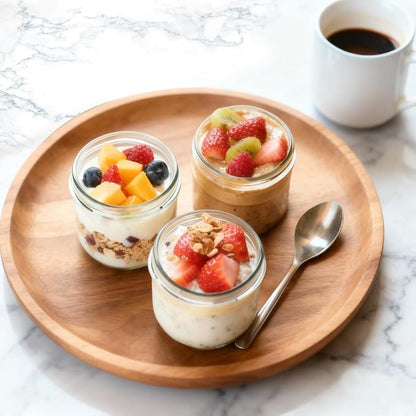 Overnight Oats Containers with Lids, 10oz Wide Mouth Mason Jars with Lids, 6 Pack Glass Jars with Airtight lid for Chia Pudding Yogurt Salad, Meal Prer Oatmeal Jars, Blue