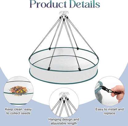 24 Inch Large Bird Seed Catcher Tray for Hanging Bird Feeder Platform, Birds Feeder Trays with Adjustable Hanging Hoop for Outdoor Garden Lawn