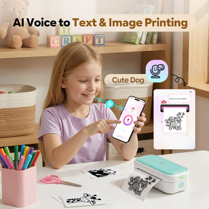 Phomemo M03C Mini Flashcards Printer, Mini Flash Cards Sticker Printer for Preschoolers, DIY Printable Learning Tool, Montessori Toddler Card Tool for Math, Phonics, Sight Words, Homeschool Supplies