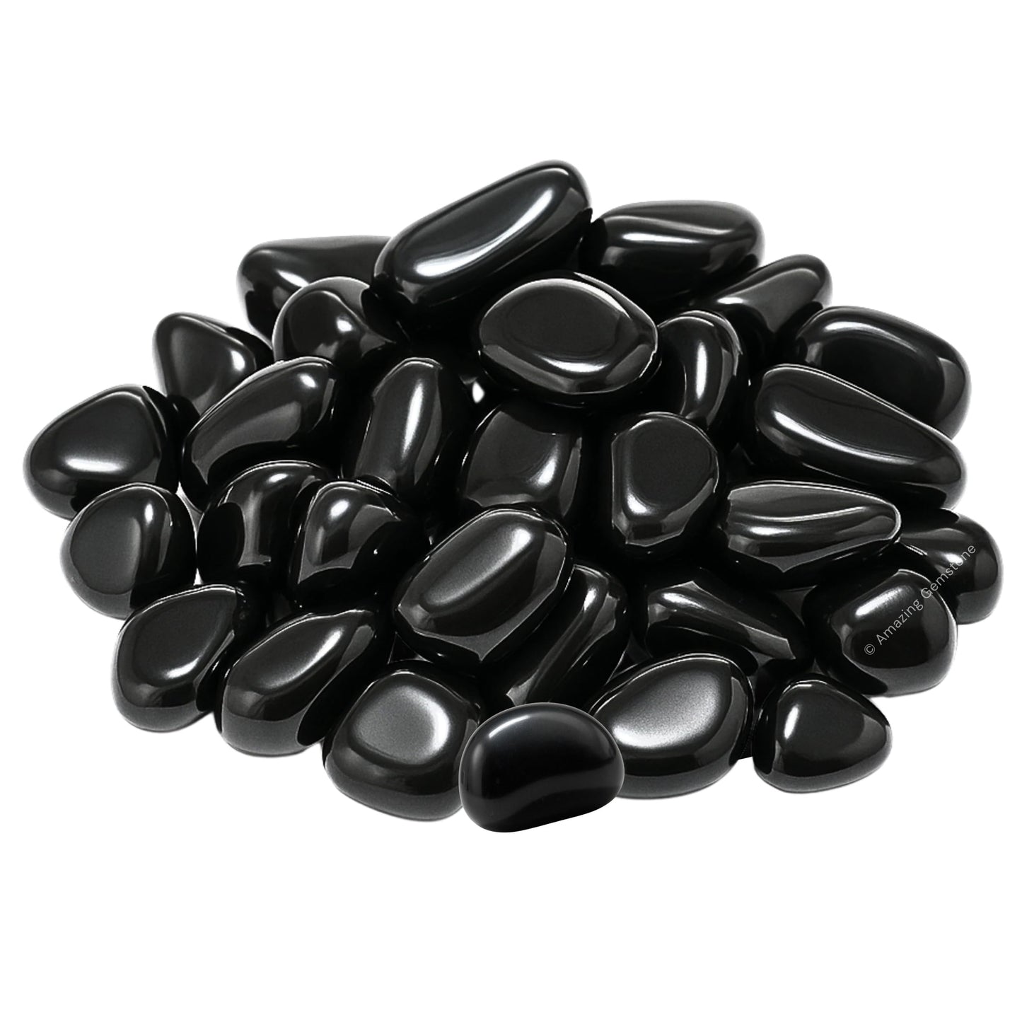 Amazing Gemstone Black Agate Crystals and Healing Stones Tumbled - 1 oz, Natural Healing Stones for Energy Balance, Stress Relief - Premium Polished Gems Rocks for Meditation and Wellness