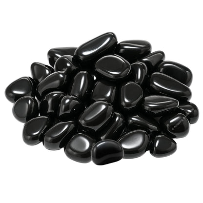 Amazing Gemstone Black Agate Crystals and Healing Stones Tumbled - 1 oz, Natural Healing Stones for Energy Balance, Stress Relief - Premium Polished Gems Rocks for Meditation and Wellness