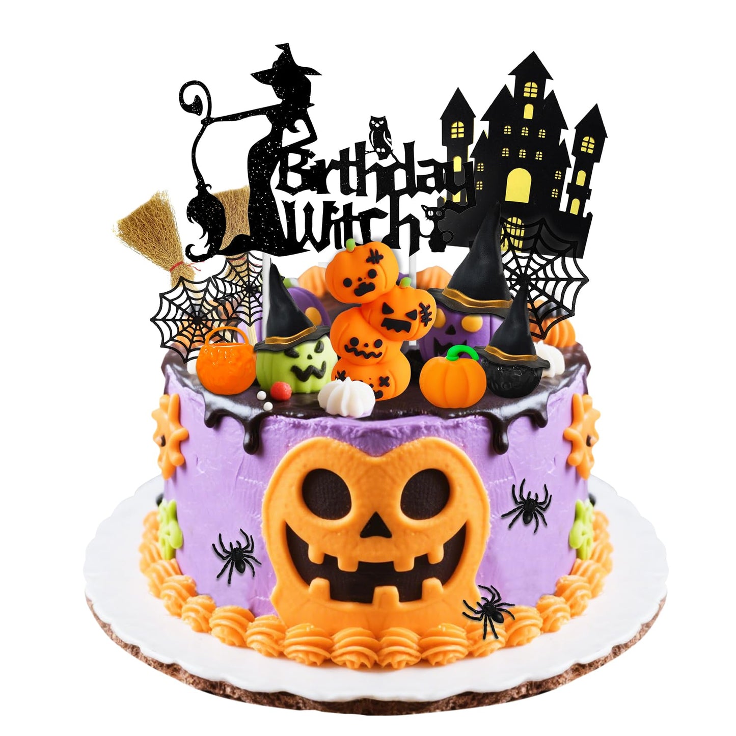 Knana 18Pcs Witch Cake Topper Halloween Cake Toppers Halloween Witch Cake Decorations for Scary Witch Birthday Party Supplies