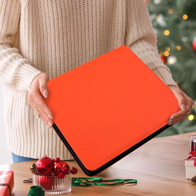 Toploader Binder,Toploader Hard Cases, 9-Pocket Pages Sleeves Hold up 288 Cards.Toploader Card Binder with Sleeves for “3×4” rigid，Card Holder(Hermes Orange)