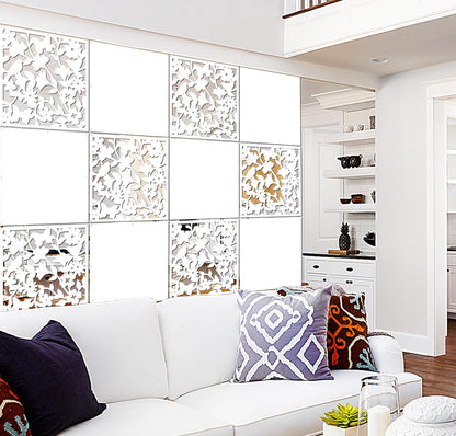 Lchen Hanging Room Divider Panel, 12 Pieces White Screen Panels Solid Board Cut Room Partition Home Decoration(Mixed,15.7"x15.7"x0.03")