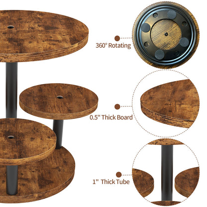 Cupcake Stand 4 Tier, 360° Rotatable Cupcake Stand, Rustic Industrial Wood Cupcake Tower Stand, Dessert Table Display Set Tiered Tray Stand, Round Serving Tray for Party Wedding Birthday