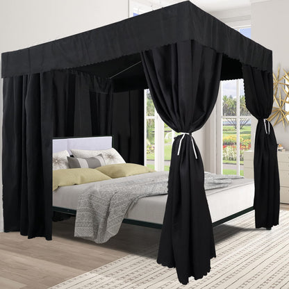 Kmhesvi Black Canopy Bed Curtains - 4 Corner Post Bed Curtains Canopy Twin Bed Canopy Curtains for Adults Girls Bedroom Decoration(Black, Twin)