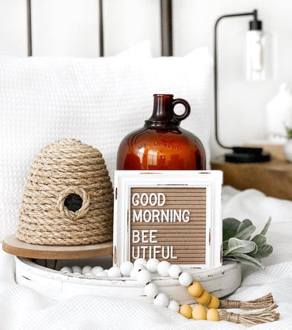 Letterboards + Mini Letterboards Bundle - Cappuccino 10x10 Felt Letter Board with Stand & 6x6 Mini Letter Boards Set of 3 – Farmhouse Baby Announcement & Back to School Changeable Message Board Bundle