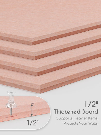 Lightomorrow 0.47" Thick Felt Pin Board Tiles, 12 Pack 11.8 x 11.8 in Bulletin Board 48" x 36", Cork Board Alternative with Adhesive & 30 Push Pins for Home Office Classroom, Mauvey Pink