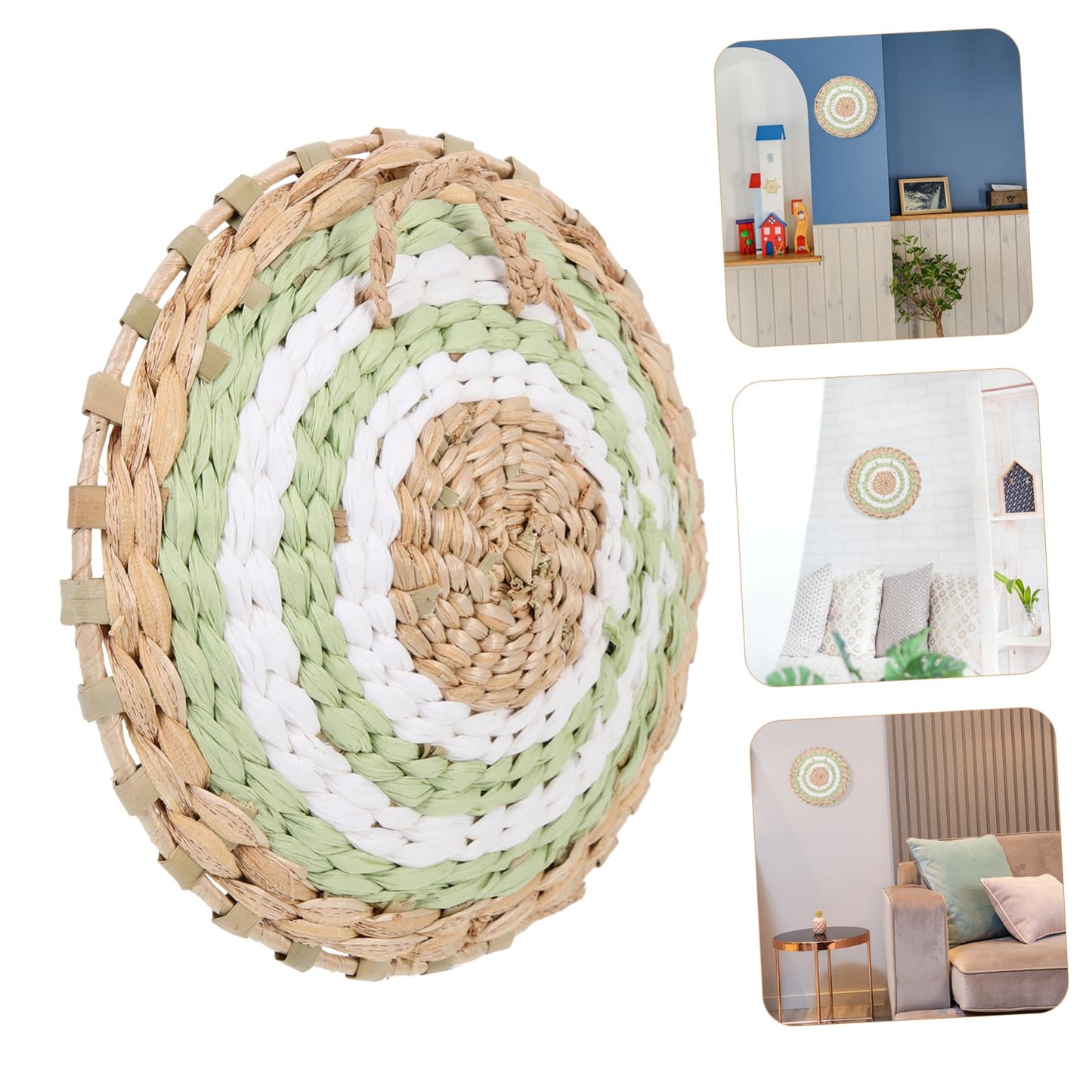 BESTOYARD Nordic Style Straw Wall Decoration 7.79 Inch Woven Hanging Pendant Boho Jute Wall Art for Bedroom Kitchen Home Decor