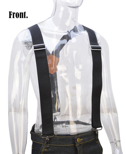 WELKINLAND 2Inch Y-Back Mens Suspenders, Heavy-Duty Suspenders Y Back, Wide Mens Suspender Hooks for Jeans Heavy Duty, Black Men Suspender Pants