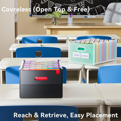 ThinkTex 26 Pockets Expanding File Folder, Upright & Coverless, A-Z Colorful Tabs, Larger Capacity Accordion Folder, Letter/A4 Size for School, Home and Office