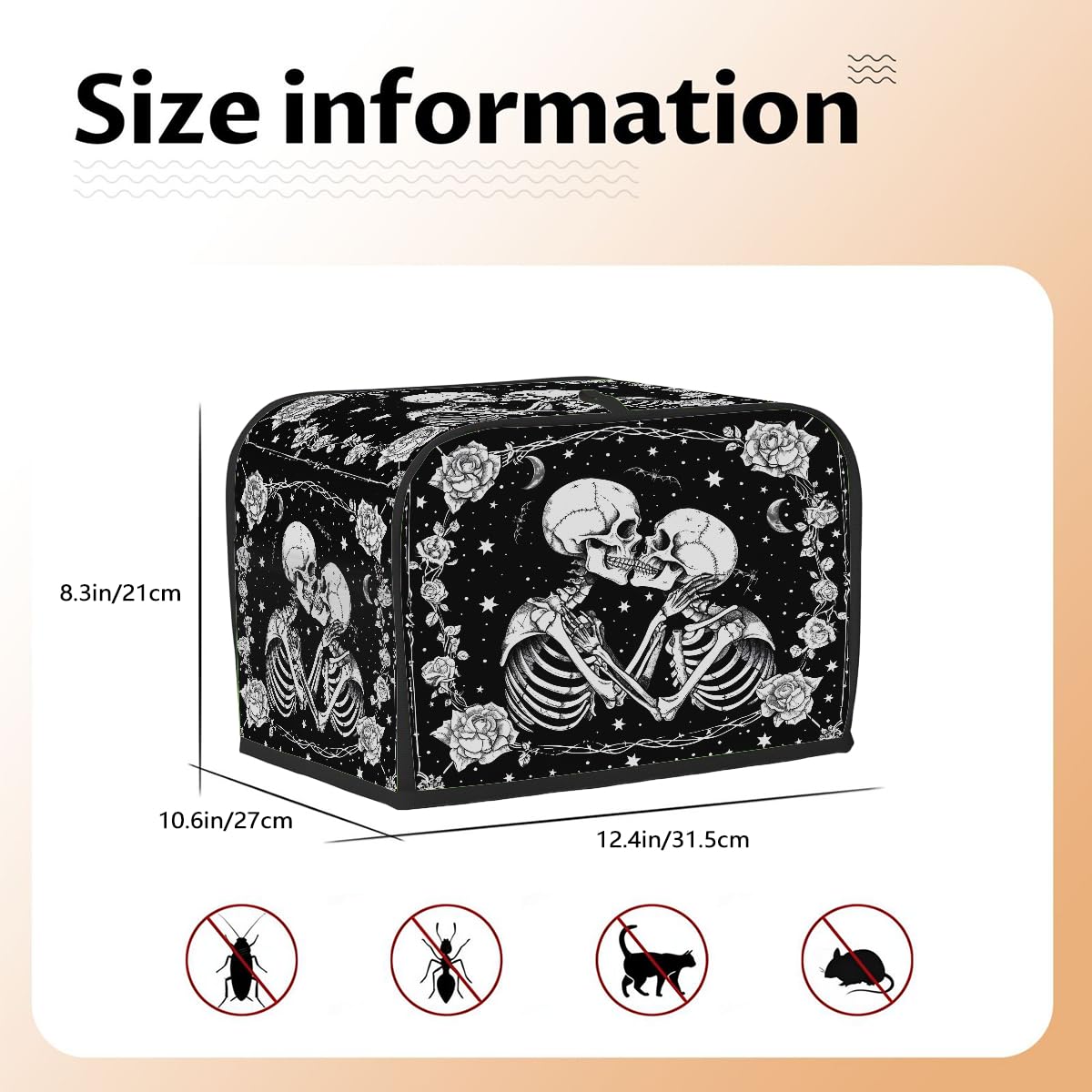 Toaster Cover 4 Slice Wide Slot Halloween Skull SkeletonBread Toaster Oven Dustproof Cover Small Appliance Kitchen Covers Dust and Fingerprint Protection for Women Gift 4 Slice