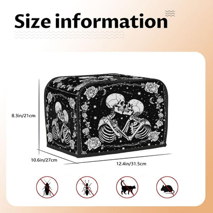 Toaster Cover 4 Slice Wide Slot Halloween Skull SkeletonBread Toaster Oven Dustproof Cover Small Appliance Kitchen Covers Dust and Fingerprint Protection for Women Gift 4 Slice