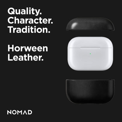 Nomad Airpods Pro 2 Case in Black Horween Leather, AirPods Pro 2nd gen Case Cover, Compatible with AirPods Pro Case 1st gen and 2nd, Case Cover, Qi and MagSafe Charging Compatible