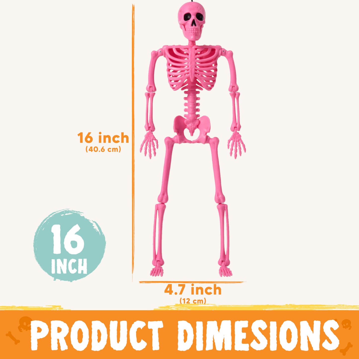 JOYIN 5 PCS Posable Halloween Skeleton Decor 16 Inches, Full Body Movable Joints Posable Skeleton, Hanging Skeletons for Halloween Decoration, Home Yard, Graveyard, Haunted House, Spooky Scene