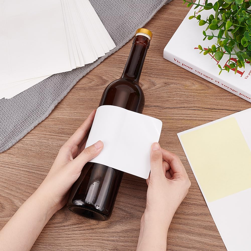 PH PandaHall 20 Sheet/80pcs Adhesive Wine Bottle Labels Custom Wine Label Stickers 3.9×4.9" White Blank Label Stickers Bottle Label Covers for Wine Wedding Engagement Anniversary Cocktail Party