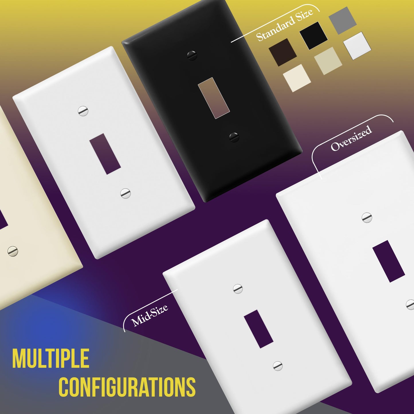 ENERLITES Light Switch Cover Plate, Toggle Wall Plate Cover, Size 1-Gang 4.50" x 2.76", Unbreakable Polycarbonate Thermoplastic, 8811-W-10PCS, White (10 Pack)