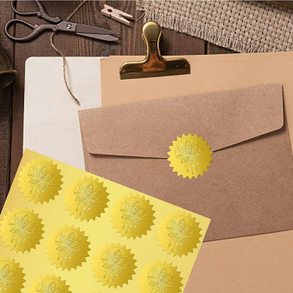 CRASPIRE 144Pcs Lotus Flower Gold Foil Embossed Stickers 2" Mandala Self Adhesive Envelopes Seals Round Labels for Wedding Invitation Graduation Corporate Certificates Diplomas Gift Wrapping Decor