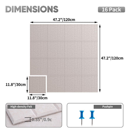 Corodo Large Cork Board Alternative - 48" x 48" Felt Bulletin Board with Pushpins & Adhesive Tabs, 16 Pack Tac Boards Tiles for Office Classroom Wall Decor, Wall Protector for Dart Board - Oatmeal