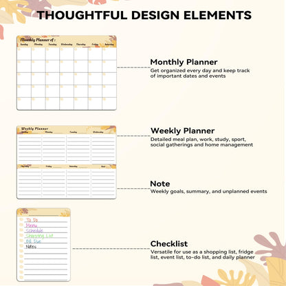 Marsrock Dry Erase Magnetic Calendar for Refrigerator (3 Pack) - Monthly & Weekly & Daily Planner Magnet Whiteboard for Fridge - Shopping, to Do List, Meal/Menu, Planning Board, 14"x11", Yellow