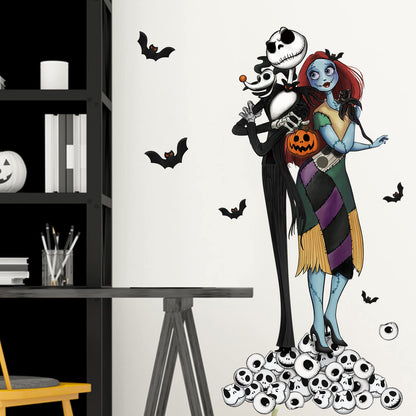 Mfault Halloween Nigh.tmare BEF.ore Christmas Wall Decals Stickers, Skull Bat Spooky Decorations Bedroom Art, Holiday Party Supplies Living Room Home Kitchen Decor