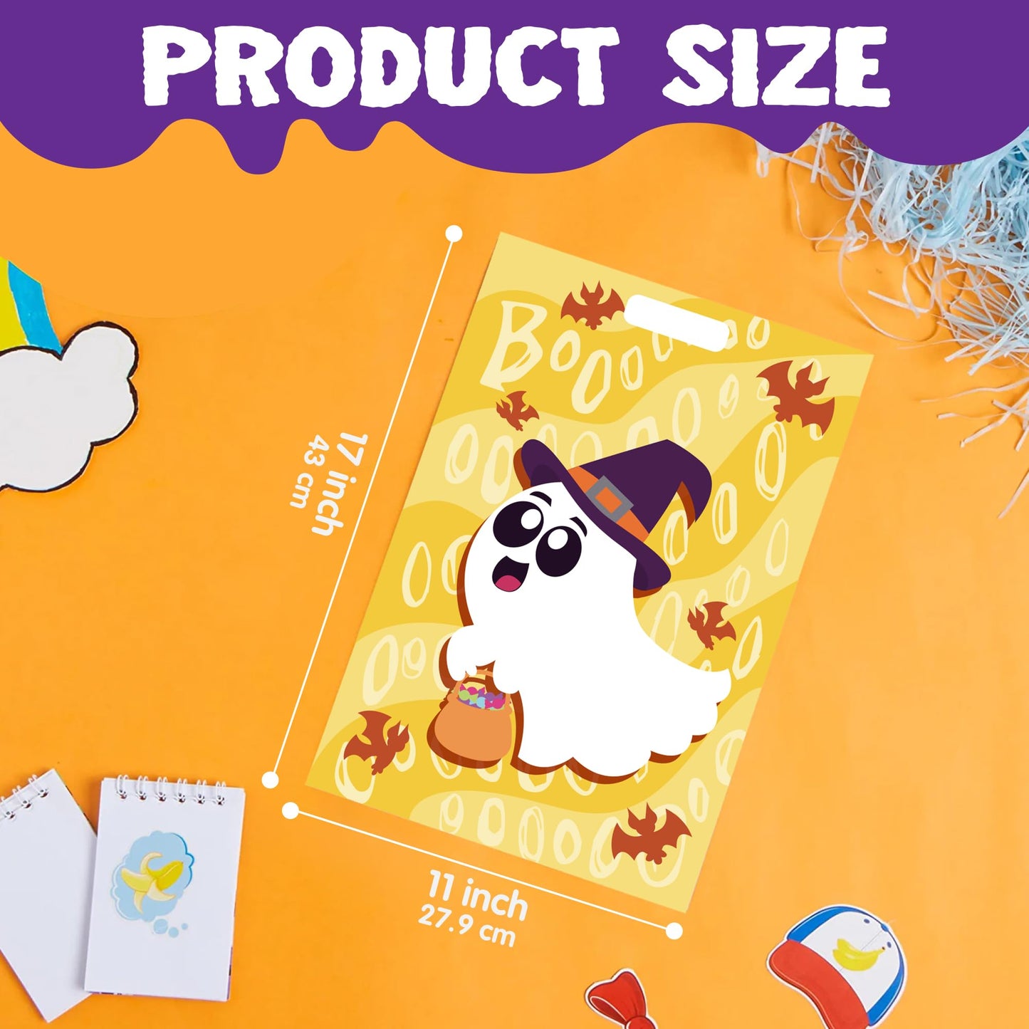 JOYIN 72 Pcs Halloween Goodie Bags, Plastic Candy Bags in 6 Designs for Kids Snacks Party Favors, Trick or Treating Bag for Halloween Party Supplies, Snacks Stuffers Prizes