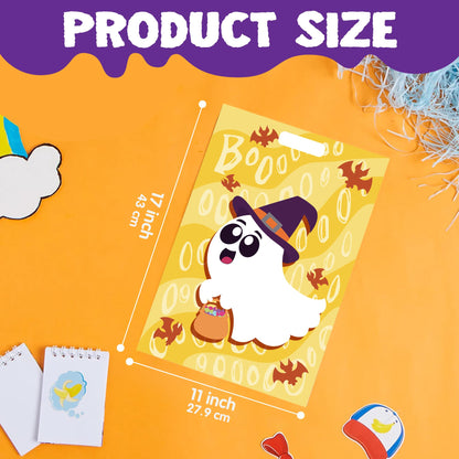 JOYIN 72 Pcs Halloween Goodie Bags, Plastic Candy Bags in 6 Designs for Kids Snacks Party Favors, Trick or Treating Bag for Halloween Party Supplies, Snacks Stuffers Prizes