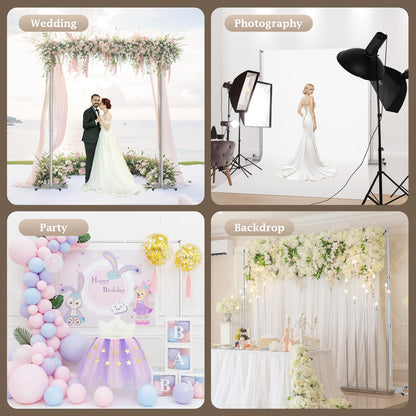 EMART Pipe and Drape Backdrop Stand Kit, Heavy Duty Adjustable Photo Background 10ftx10ft with Wheels, Metal Frame with Flat Base for Photography Wedding Party Decorations