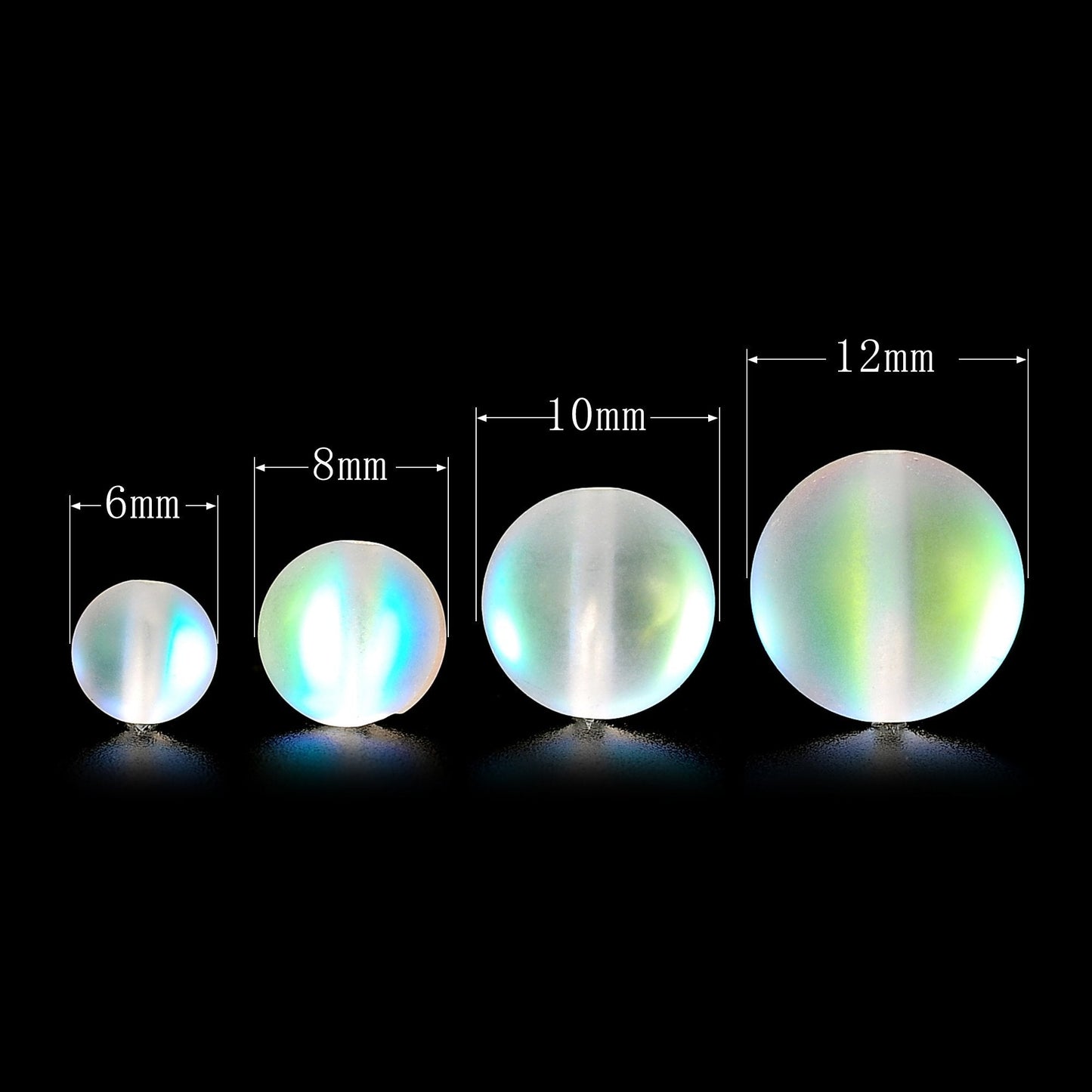 RUBYCA 6mm Round Moonstone Matte Crystal Glass Beads Aura for Jewelry Making White, 1 Strand
