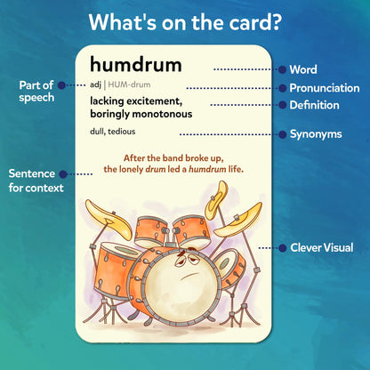 Skillmatics Vocabulary Flash Cards for Kids - Learn 100 Words with Wordplay, Visuals & Soundplay, Educational Gift for Ages 10, 11, 12, & Up, Screen-Free Language Game