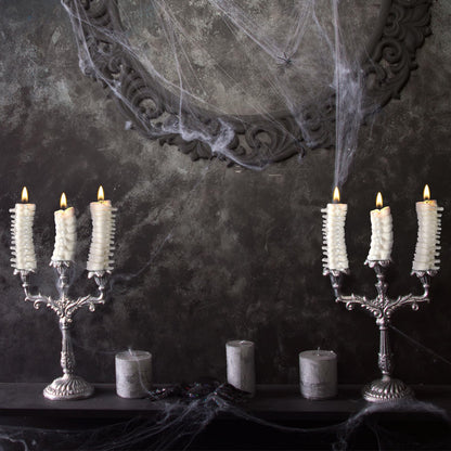 Nuanchu 3 Pcs Spine Candles Set Halloween Spooky Candles Spine Goth Decor Halloween Table Centerpiece Novelty Votive Decoration with 3 Sizes Gothic Gift for Skeleton Lover Chiropractor Party