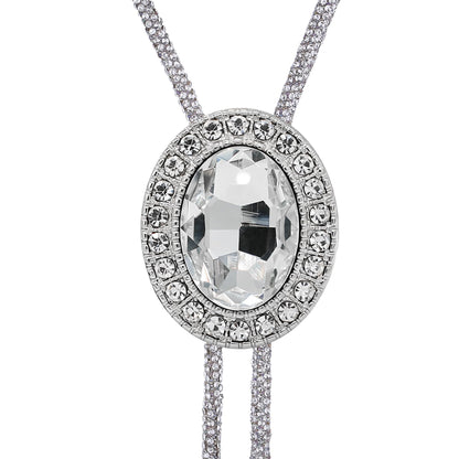GelConnie Crystal Bolo Tie for Men Women Western Wedding Cowboy Tie Rhinestone Country Formal Necklace Adjustable Faux Leather Accessories
