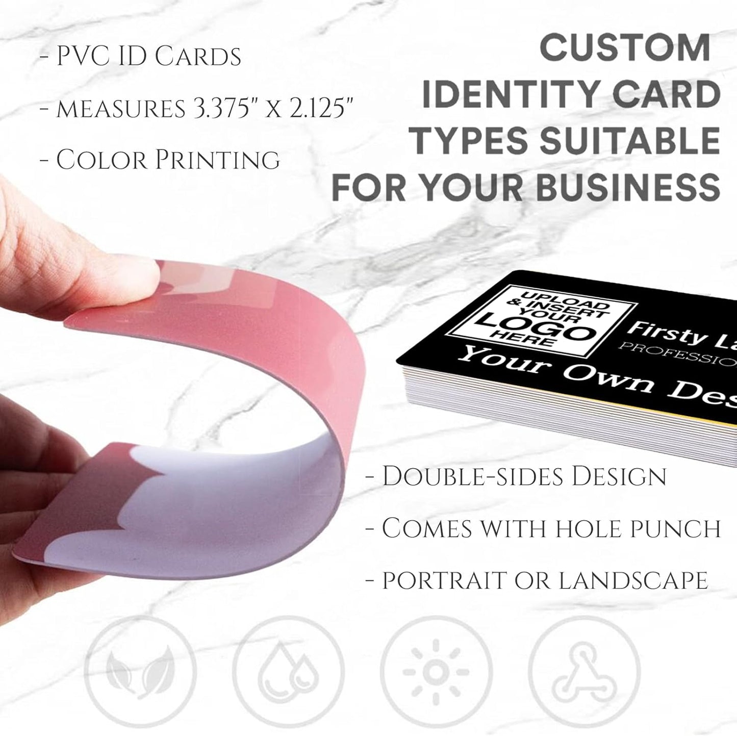 Custom Id Badge, Personalized Employee Photo Identification Card with Lanyard, Durable ID Card for Office Worker Doctor Nurse Student-Vertical-Template11