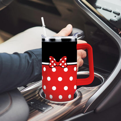 Sxdcfrs Cartoon Mouse Tumbler 40 Oz With Lid and Straw Stainless Steel Insulated with Handle Bowknot Travel Coffee Mug -Birthday,Christmas Gift