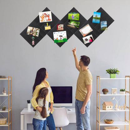 Large Cork Board Alternative 48" X 36" Bulletin Board - 12 Pack Removable Felt Wall Tiles, Cork Wall Tiles Bulletin Board Home Office Essentials - Black