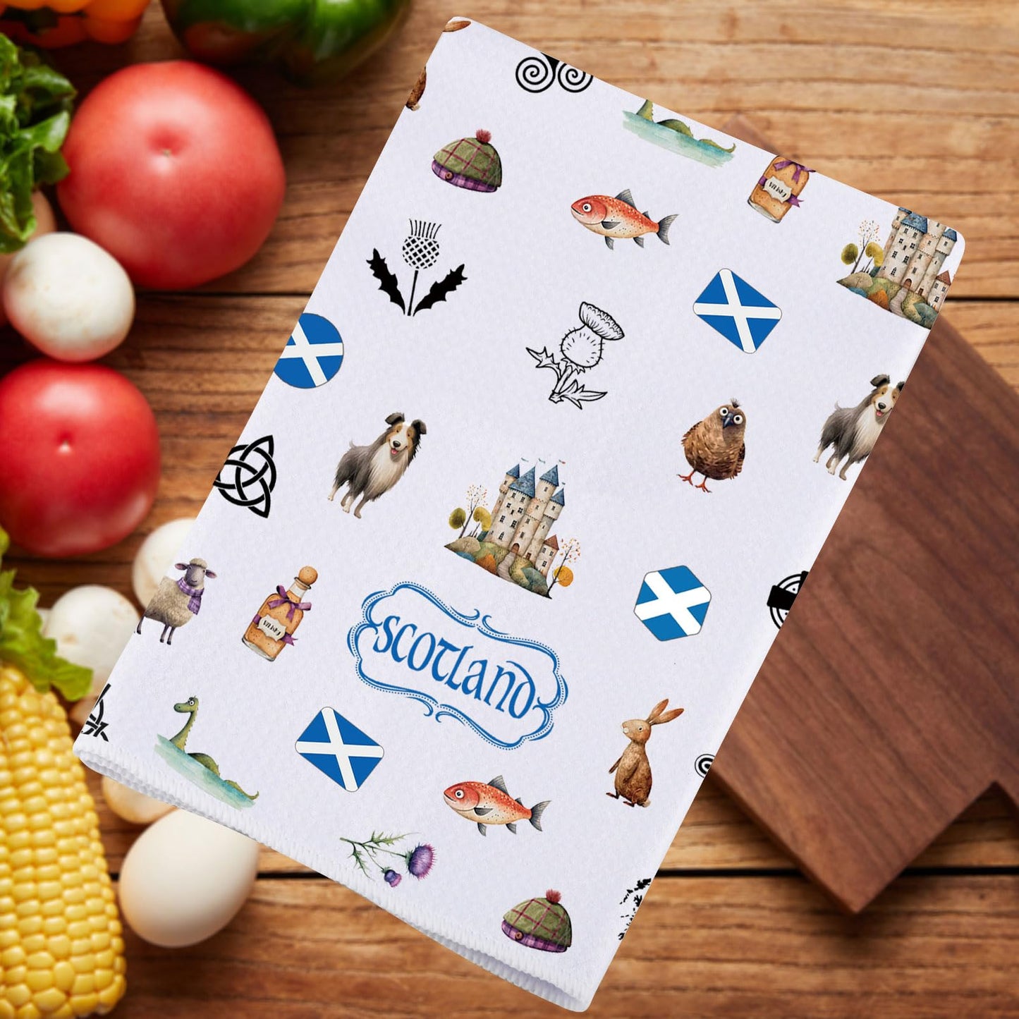 JNIAP Scottish Kitchen Towel - Scottish Thistle Pattern, Highlander Gifts (Scotland)