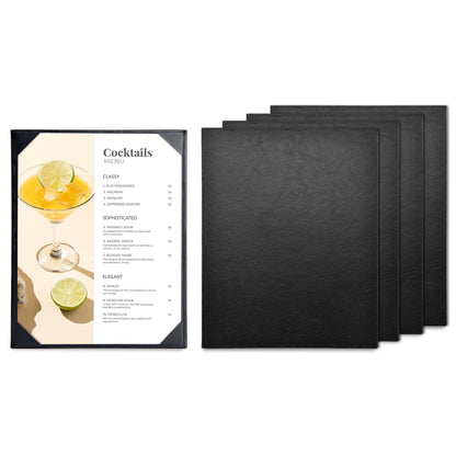 WeChef Menu Holders for Restaurant 8.5"x11" Single Page PU Leather Restaurant Menu Covers with Angled Corners for Wine List Coffee Bar Pub Hotel 5 Pack