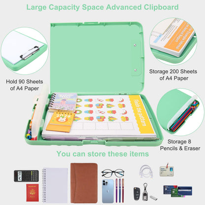 SFLHHDM Clip Boards 8.5x11 with Storage, Low Profile Clip Plastic Clipboards, Nursing Clipboard Folder with Pen Holder, Heavy Duty Clipboard with Storage, Nurse Binder Case for Classroom