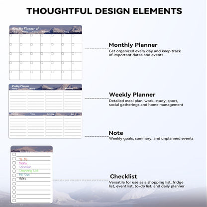Marsrock Dry Erase Magnetic Calendar for Refrigerator (3 Pack) - Monthly & Weekly & Daily Planner Magnet Whiteboard for Fridge - Shopping, to Do List, Meal/Menu, Planning Board, 14"x11", Grey